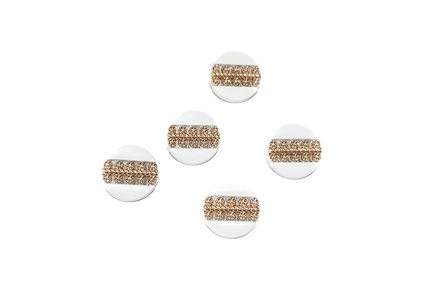 White Golden Metal Round Buttons 5 Pcs
