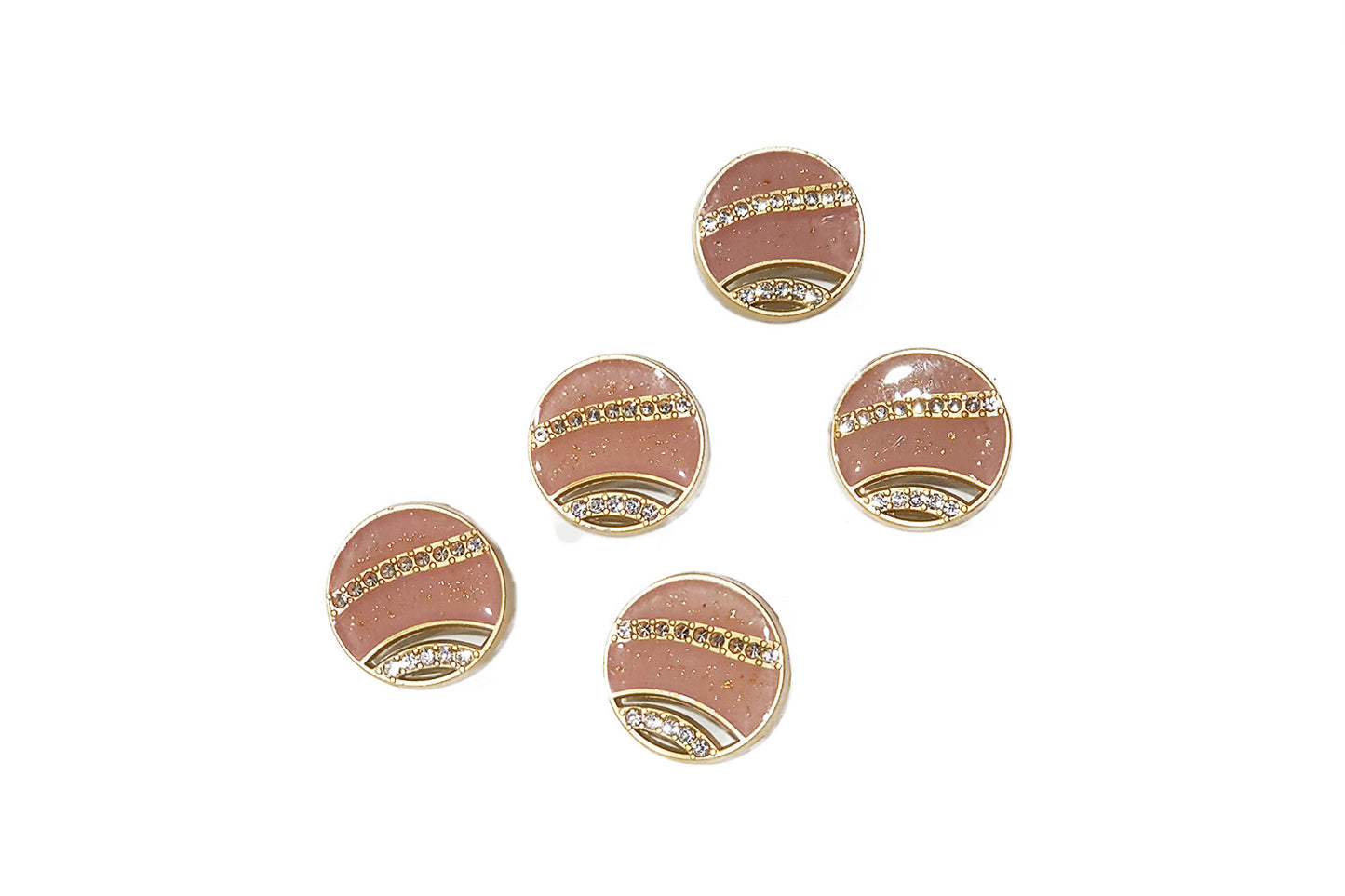 Metal Round Stonework Buttons 5 Pcs