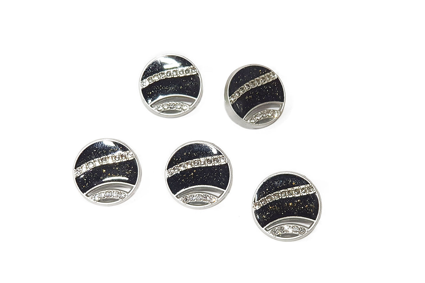 Metal Round Stonework Buttons 5 Pcs