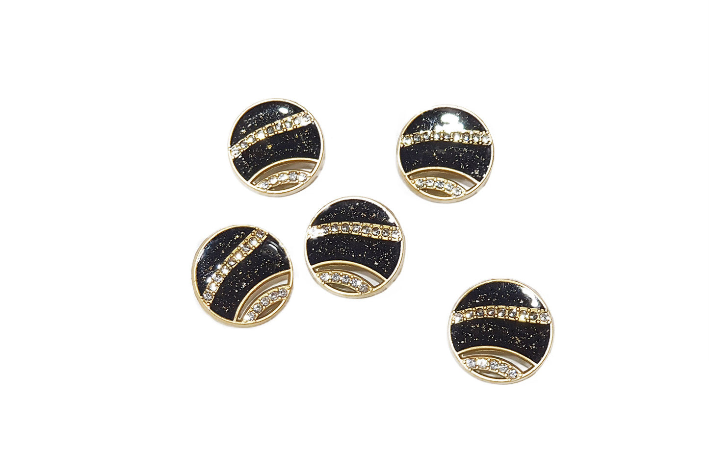 Metal Round Stonework Buttons 5 Pcs
