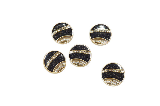 Metal Round Stonework Buttons 5 Pcs