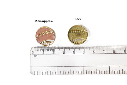 Metal Round Stonework Buttons 5 Pcs