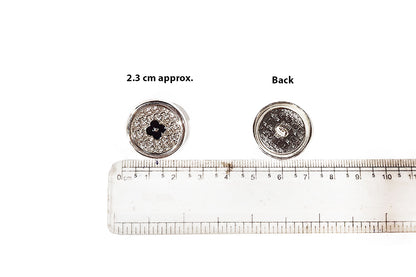 Silver Black color Metal Round Buttons Package of 5 Pcs