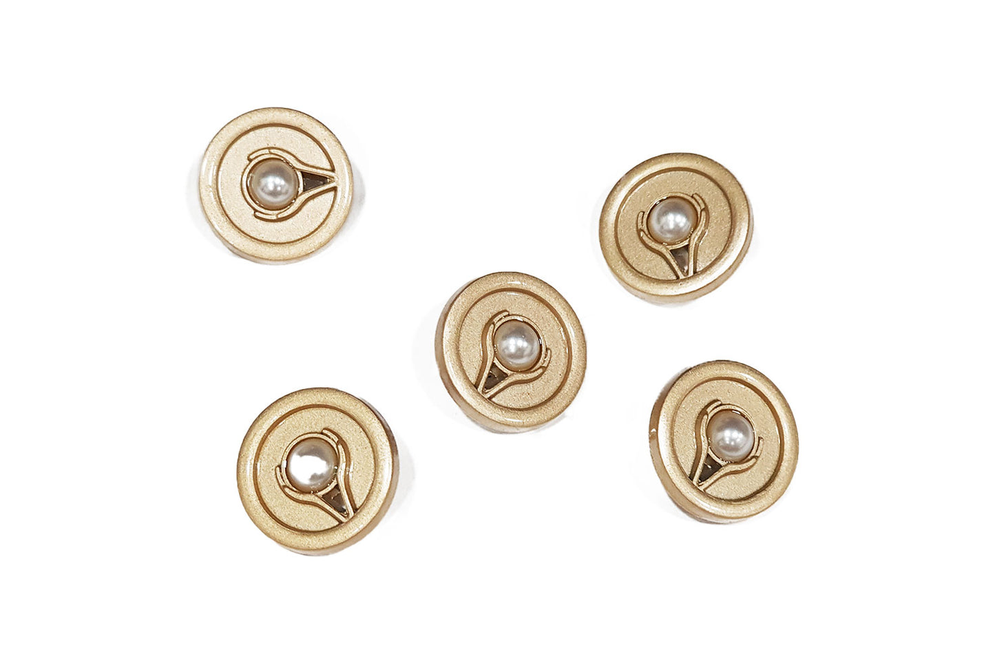 Premium Pearl Round Metal Buttons (5 PCS)