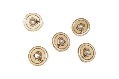 Premium Pearl Round Metal Buttons (5 PCS)