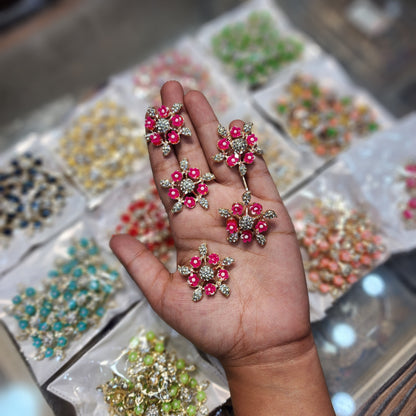 Stonework fancy flower buttons (Pack Of 5 Pieces)
