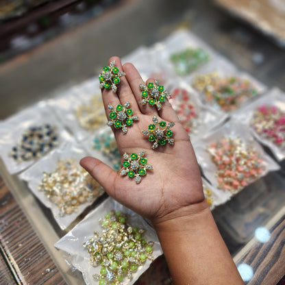 Stonework fancy flower buttons (Pack Of 5 Pieces)