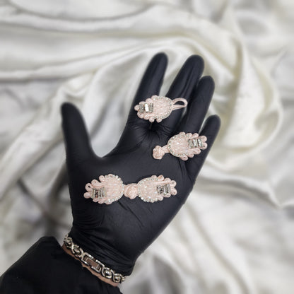 Crystal and Stonework Fancy Frog Buttons 2 Piars