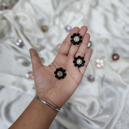 Pack of 3 Pieces Floral Design Crystal Stone Buttons Design 1