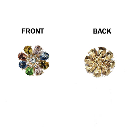 Pack of 3 Pieces Floral Design Crystal Stone Buttons Design 1