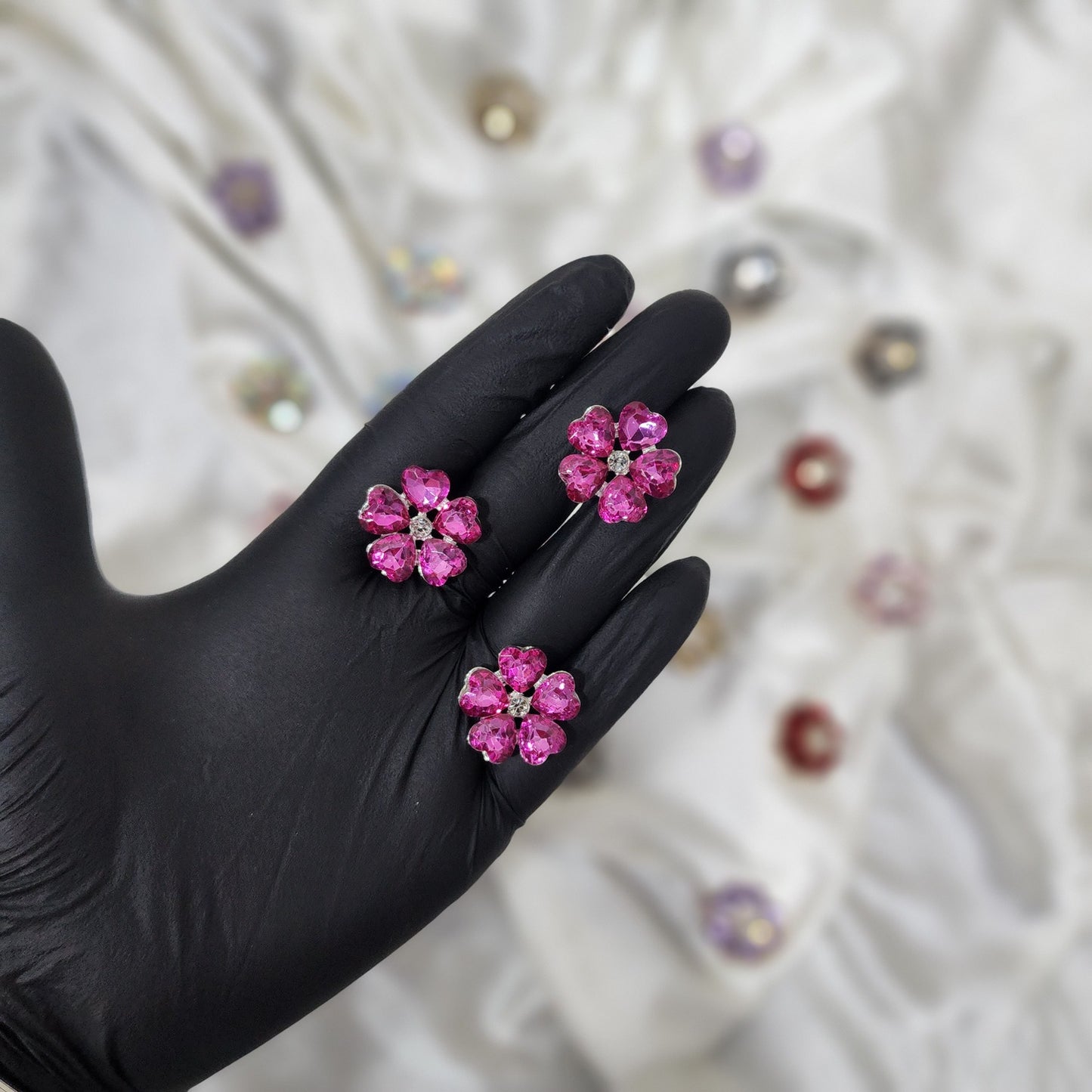Pack of 3 Pieces Floral Design Crystal Stone Buttons Design 2