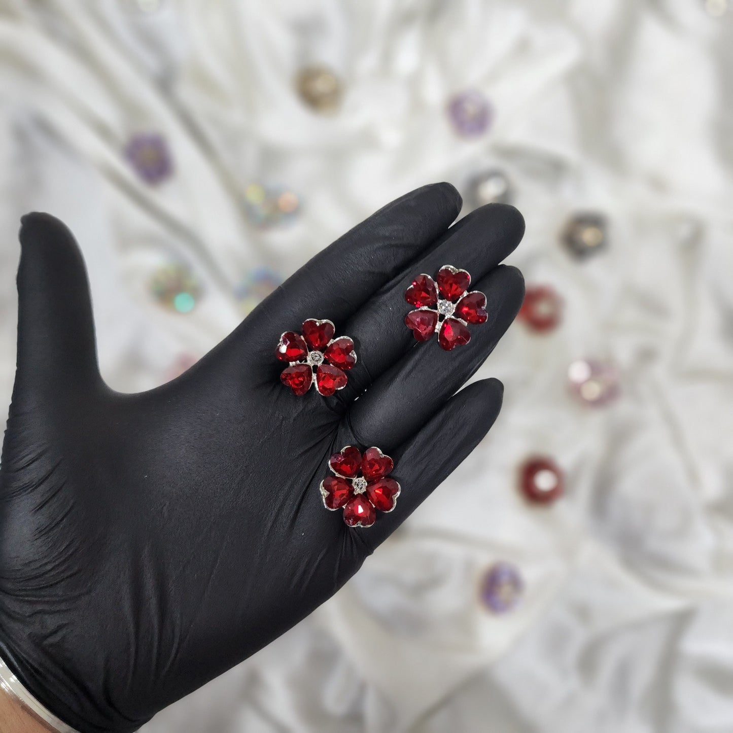 Pack of 3 Pieces Floral Design Crystal Stone Buttons Design 2