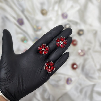 Pack of 3 Pieces Floral Design Crystal Stone Buttons Design 2