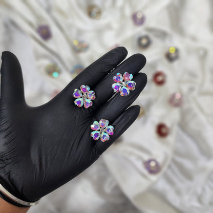 Pack of 3 Pieces Floral Design Crystal Stone Buttons Design 2
