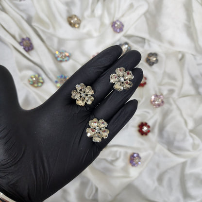 Pack of 3 Pieces Floral Design Crystal Stone Buttons Design 2