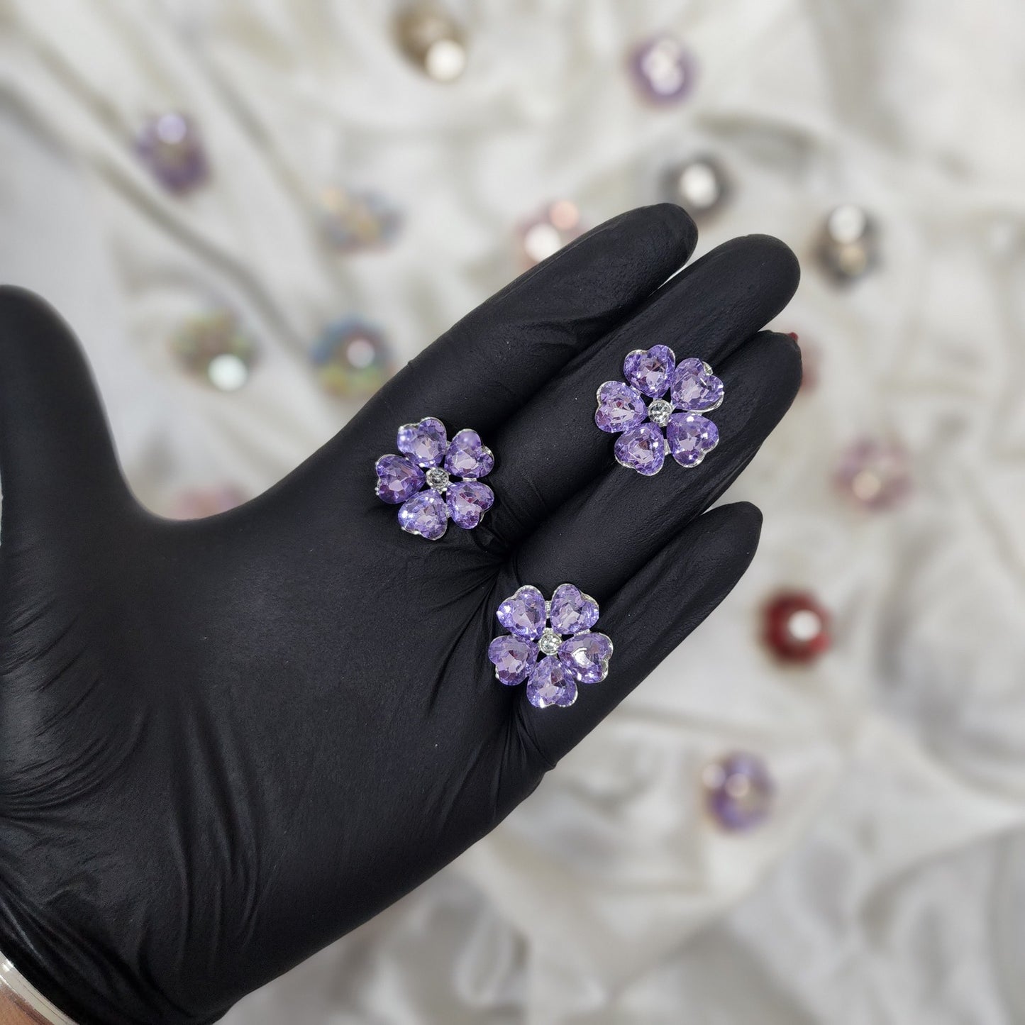 Pack of 3 Pieces Floral Design Crystal Stone Buttons Design 2