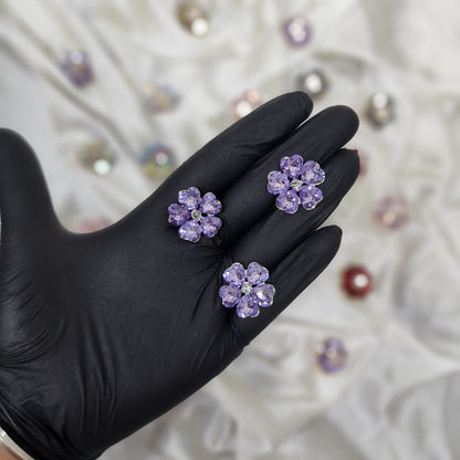 Pack of 3 Pieces Floral Design Crystal Stone Buttons Design 2