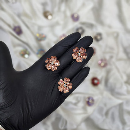 Pack of 3 Pieces Floral Design Crystal Stone Buttons Design 2