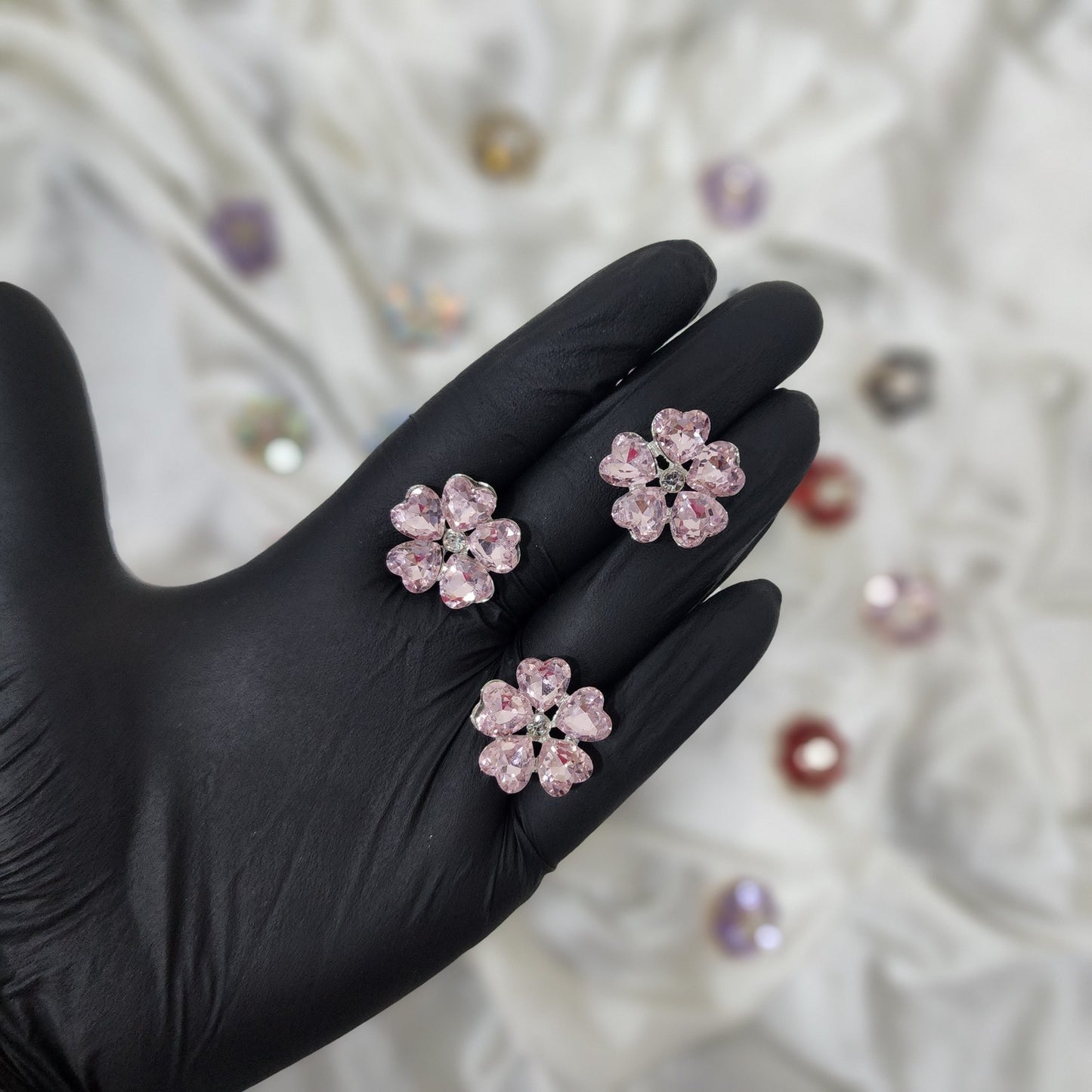 Pack of 3 Pieces Floral Design Crystal Stone Buttons Design 2