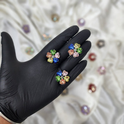 Pack of 3 Pieces Floral Design Crystal Stone Buttons Design 2