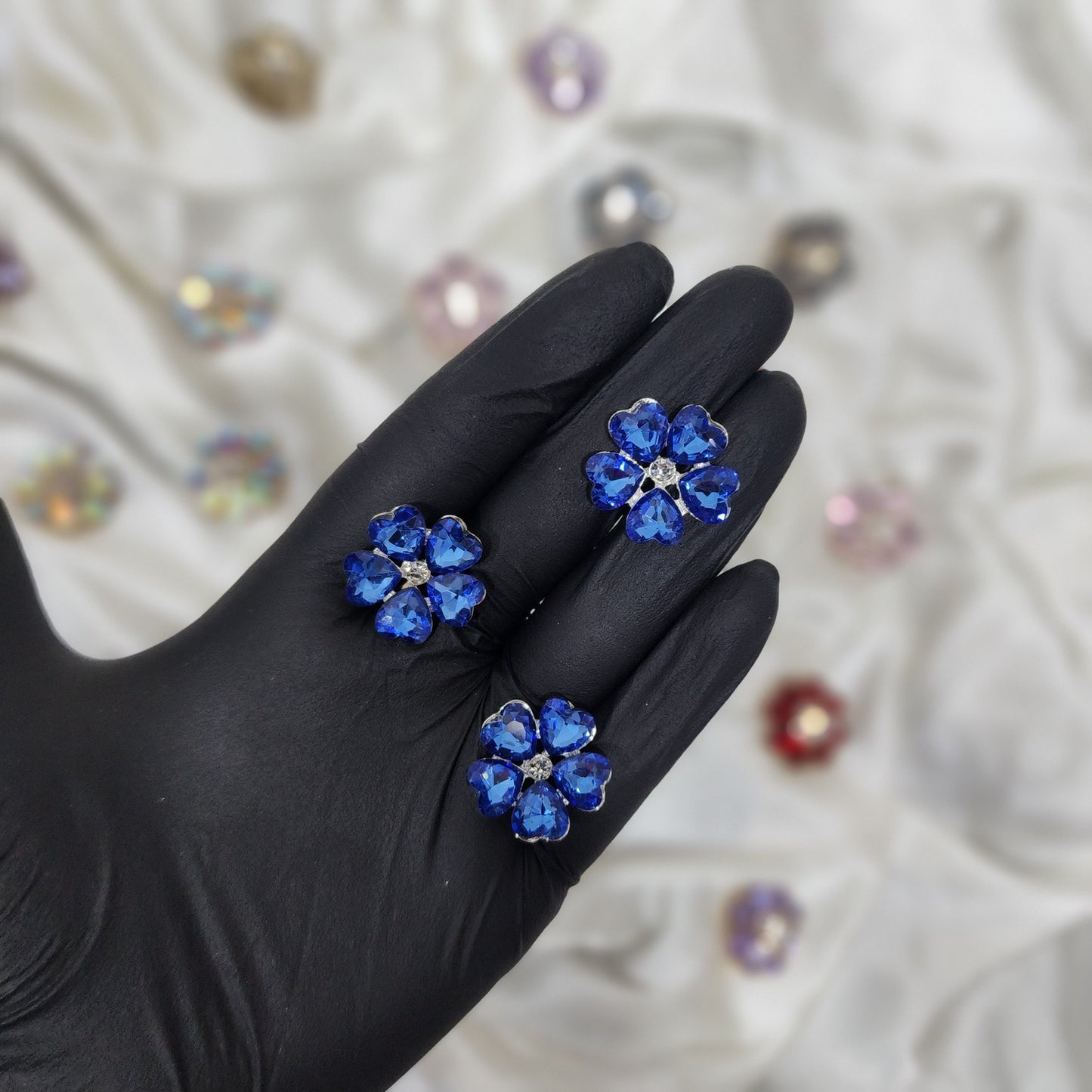 Pack of 3 Pieces Floral Design Crystal Stone Buttons Design 2