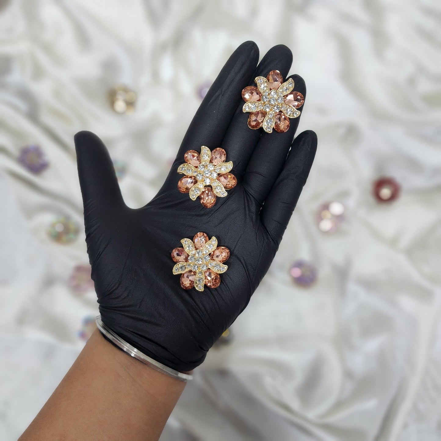 Pack of 3 Pieces Crystal Stone Buttons Design 3