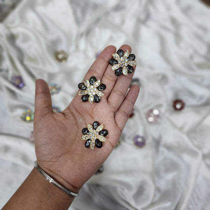 Pack of 3 Pieces Crystal Stone Buttons Design 3