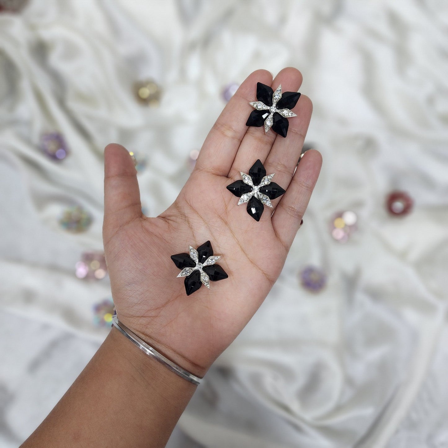 Pack of 3 Pieces Crystal Stone Buttons Design 4