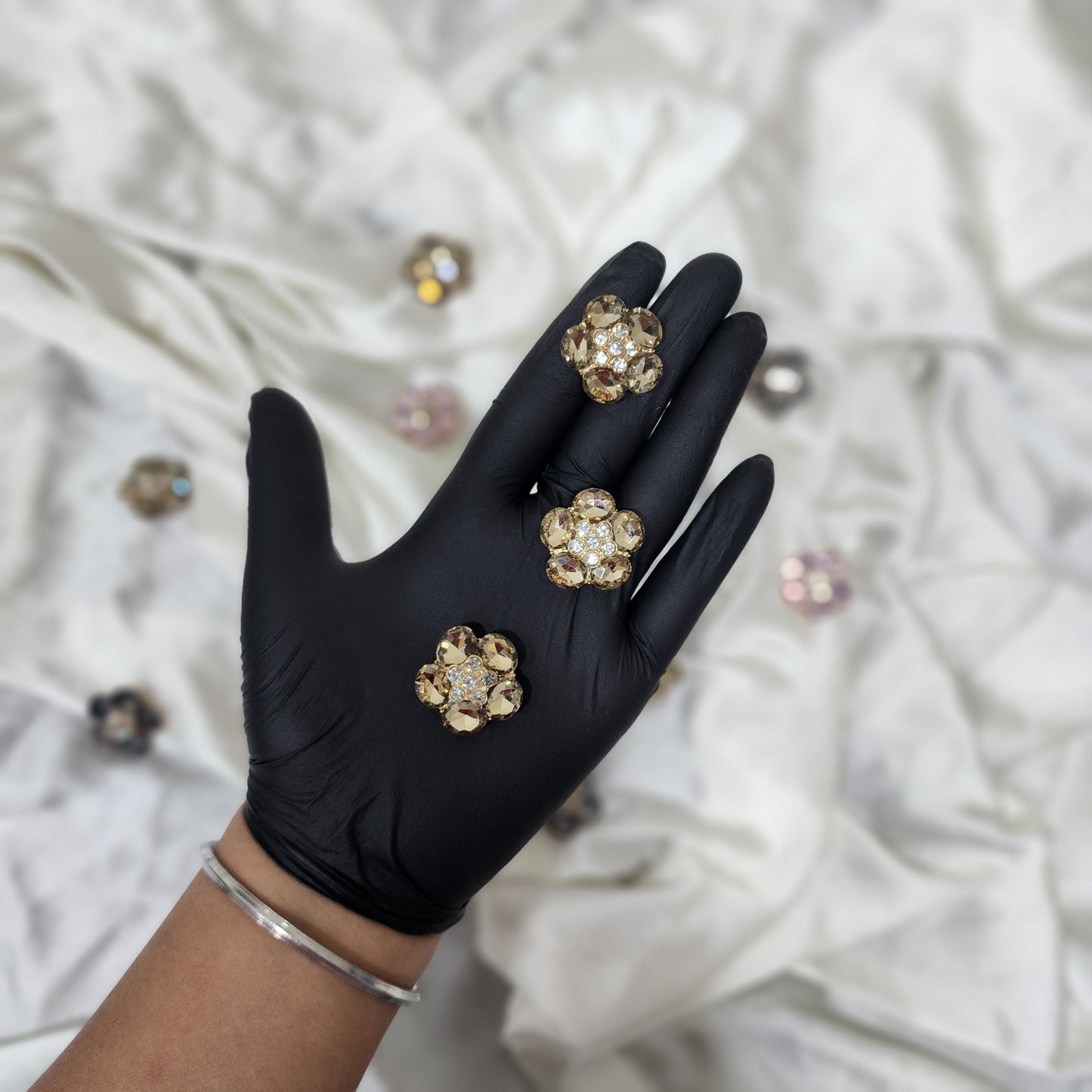 Pack of 3 Pieces Crystal Stone Buttons Design 5