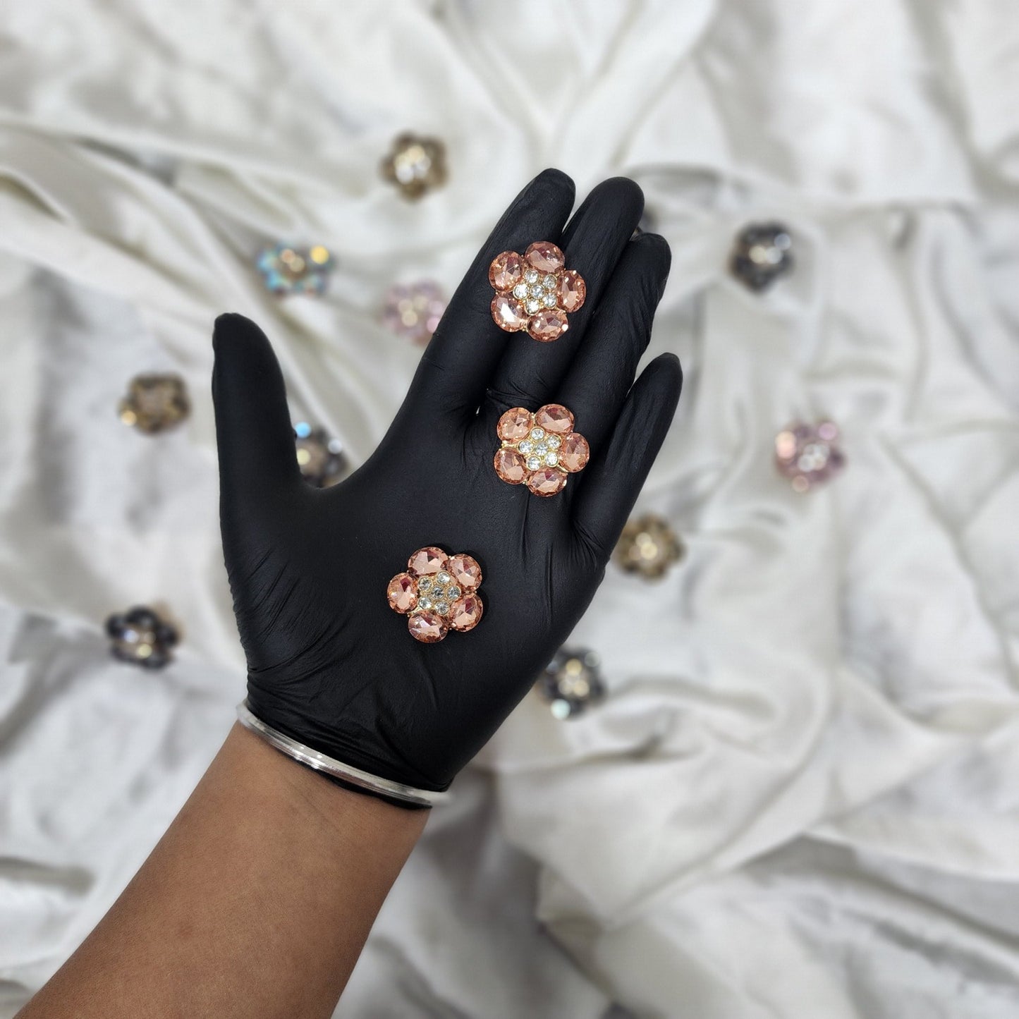 Pack of 3 Pieces Crystal Stone Buttons Design 5