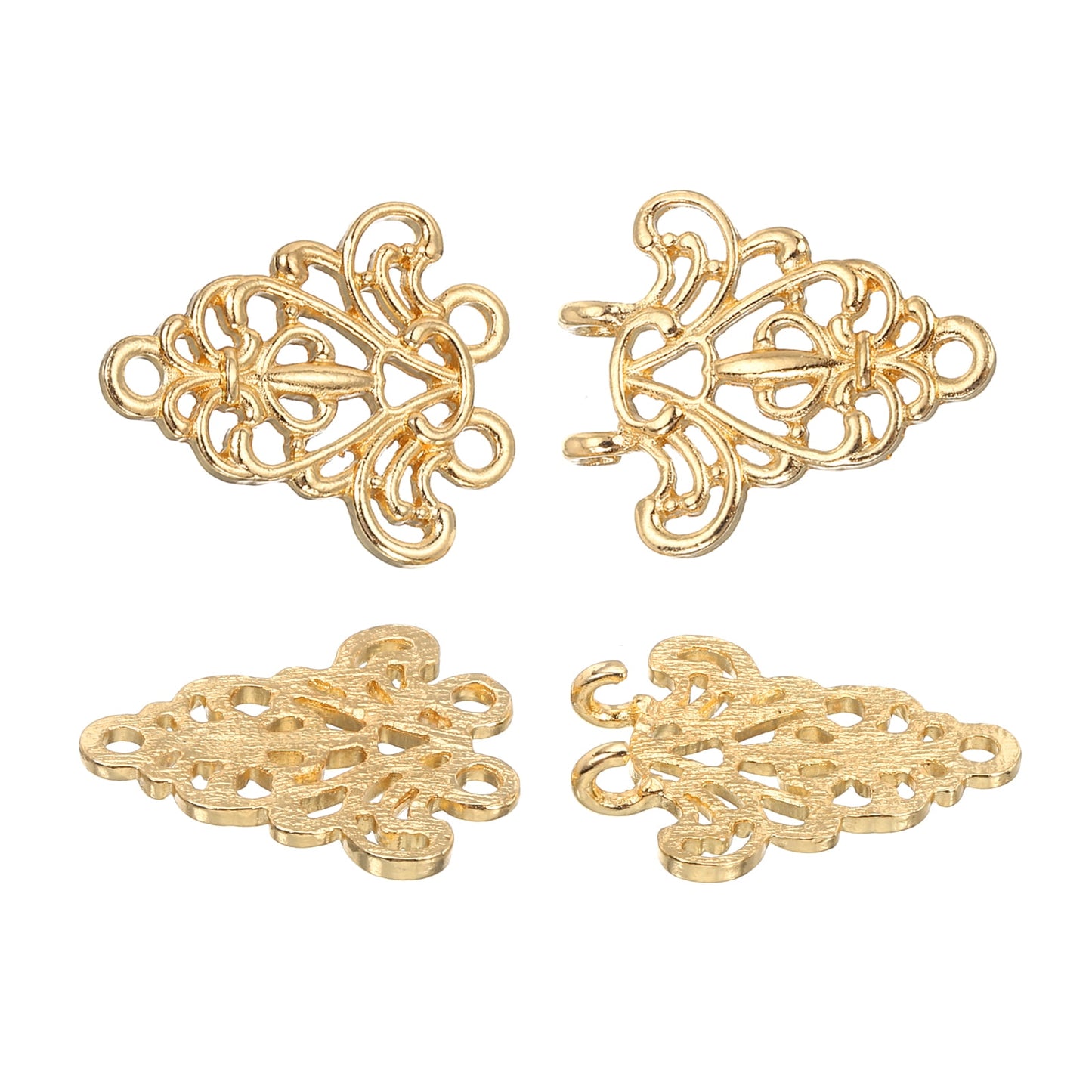 Metal Frog Closure Buttons, Gold Decorative Toggle Hook Fasteners, Chinese Knot Style Two-Part Sewing Buttons