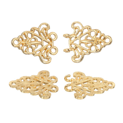 Metal Frog Closure Buttons, Gold Decorative Toggle Hook Fasteners, Chinese Knot Style Two-Part Sewing Buttons