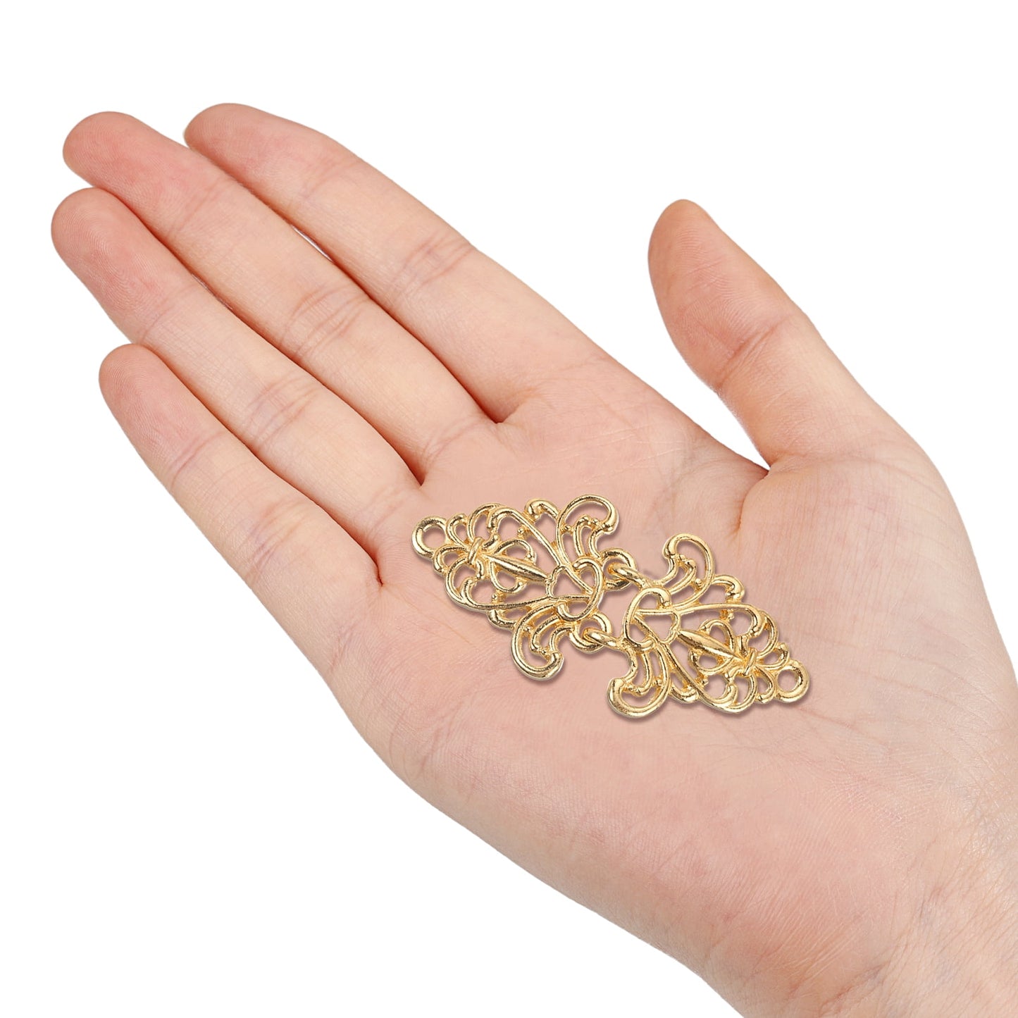Metal Frog Closure Buttons, Gold Decorative Toggle Hook Fasteners, Chinese Knot Style Two-Part Sewing Buttons