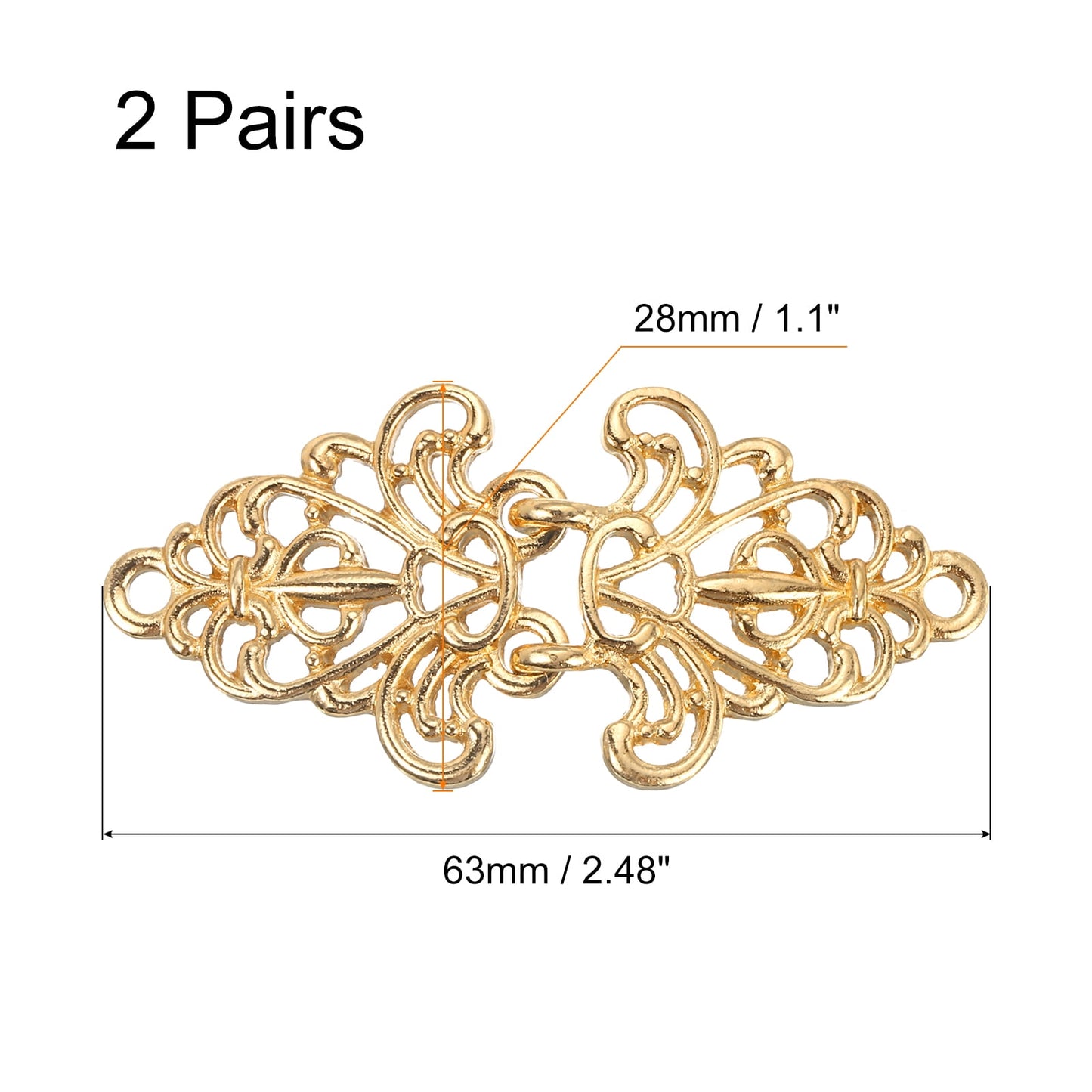 Metal Frog Closure Buttons, Gold Decorative Toggle Hook Fasteners, Chinese Knot Style Two-Part Sewing Buttons
