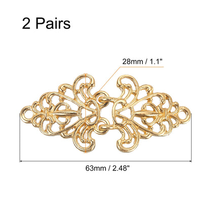 Metal Frog Closure Buttons, Gold Decorative Toggle Hook Fasteners, Chinese Knot Style Two-Part Sewing Buttons
