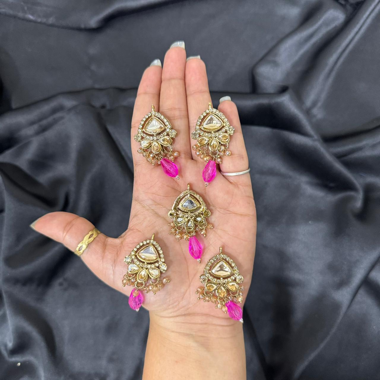 Fancy Kundan Latkan Button Set (5 Pieces)