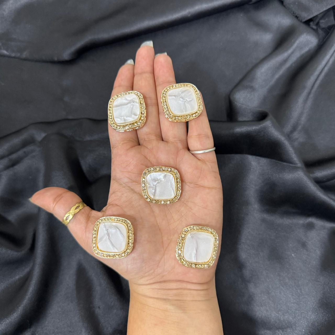 Luxury Pearl & Stonework Button Set (5 Pieces)