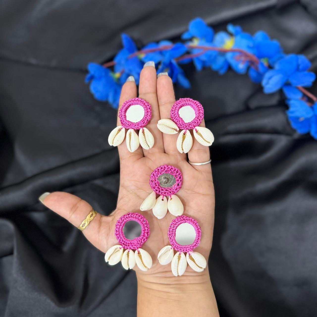 Fancy Mirror & Shell Tassel Button Set (5 Pieces)