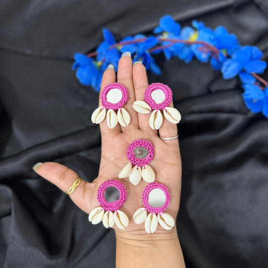 Fancy Mirror & Shell Tassel Button Set (5 Pieces)