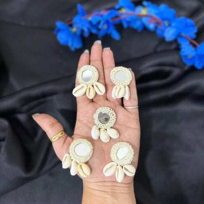 Fancy Mirror & Shell Tassel Button Set (5 Pieces)