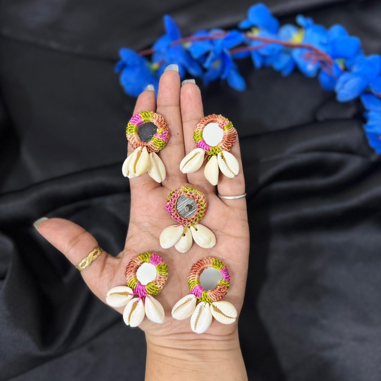 Fancy Mirror & Shell Tassel Button Set (5 Pieces)