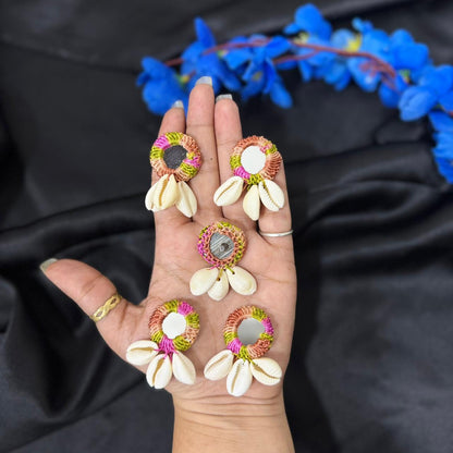 Fancy Mirror & Shell Tassel Button Set (5 Pieces)