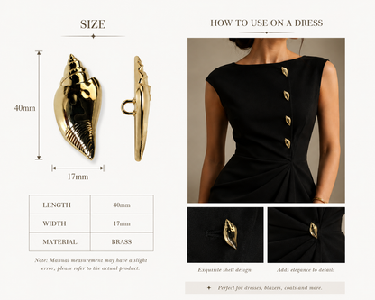 Golden Shell Shaped Buttons Style Metal Shank Sewing Accessories