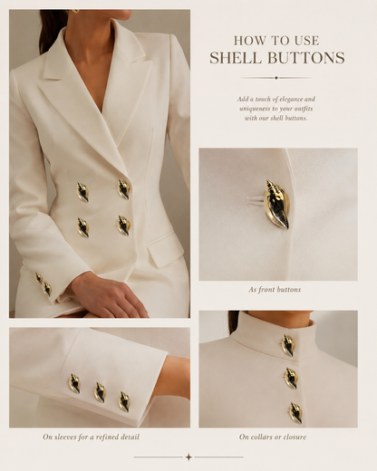 Golden Shell Shaped Buttons Style Metal Shank Sewing Accessories
