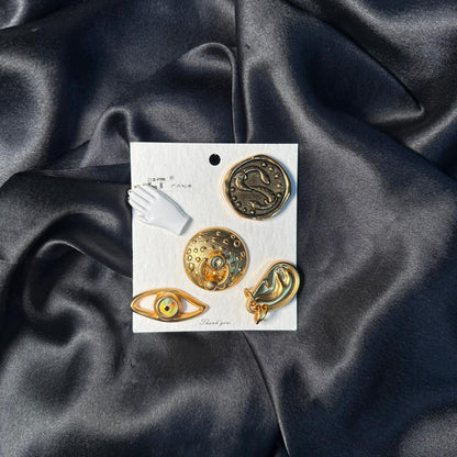 Luxury Abstract 5 Metal Buttons Set for Sewing & Fashion Accessories