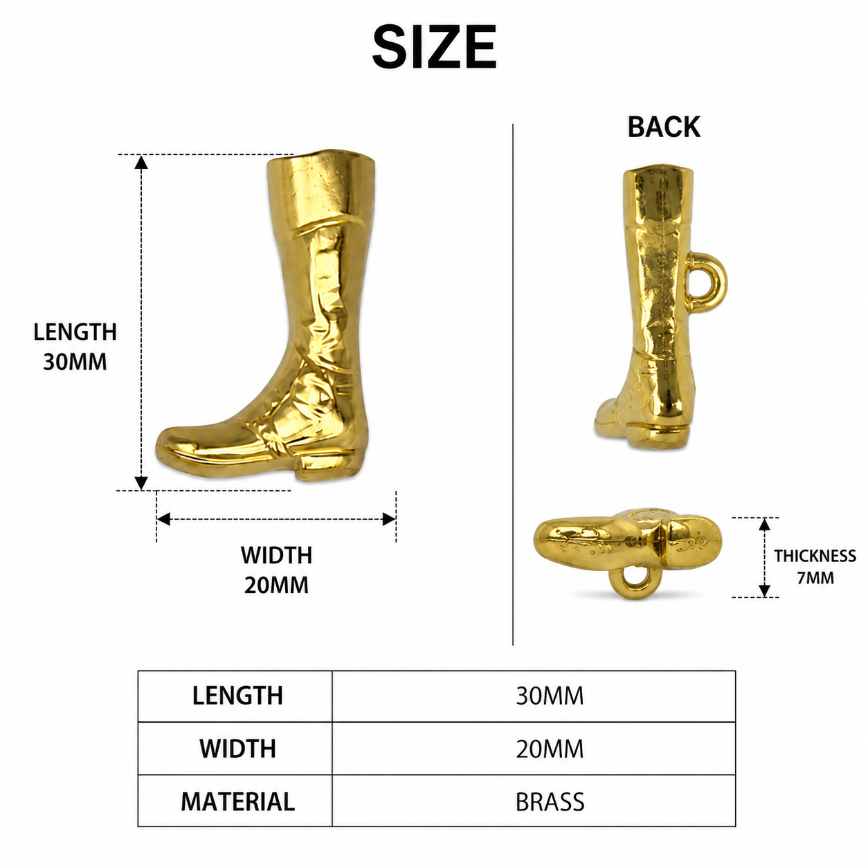 Matte Gold Stylish Cowboy Boot Metal Buttons Sewing Accessories
