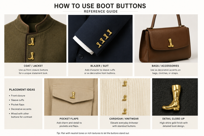 Matte Gold Stylish Cowboy Boot Metal Buttons Sewing Accessories