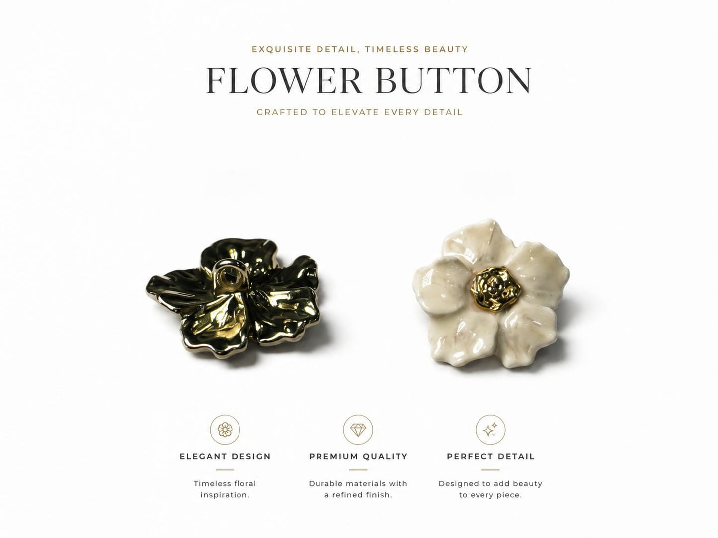 Pack of 3 Pieces Premium Floral Designer Buttons