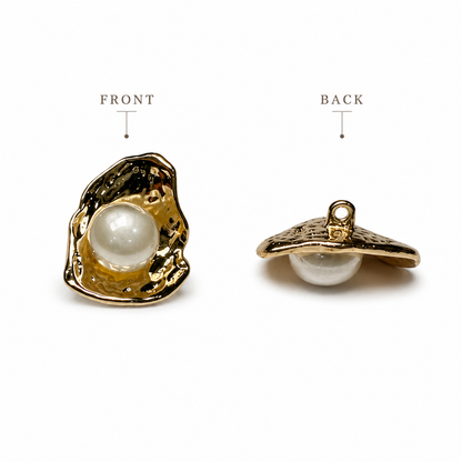 Pack of 3 Pieces Oyster Pearl Luxury Decorative Metal Buttons