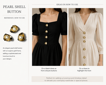 Pack of 3 Pieces Oyster Pearl Luxury Decorative Metal Buttons